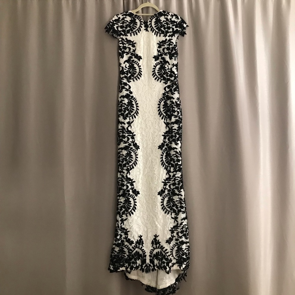 Tadashi Shoji Black and White Lace Gown